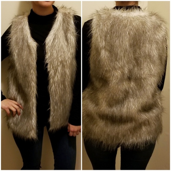 2×($20) FAUX FUR VEST BY FOREVER 21, TAN SIZE L - Picture 8 of 8